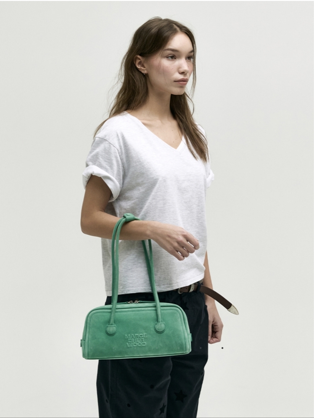 Marge Sherwood Soft Baguette Bag - Winter Green Nubuck - Picture 10 of 15